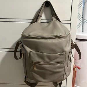 Taupe Diaper Bag with Gold detail